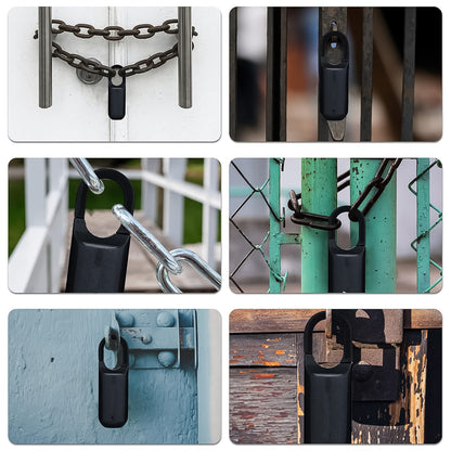 Wukusy small USB rechargeable smart fingerprint padlock for lockers, showing the lock with fingerprint scanner and keyhole.