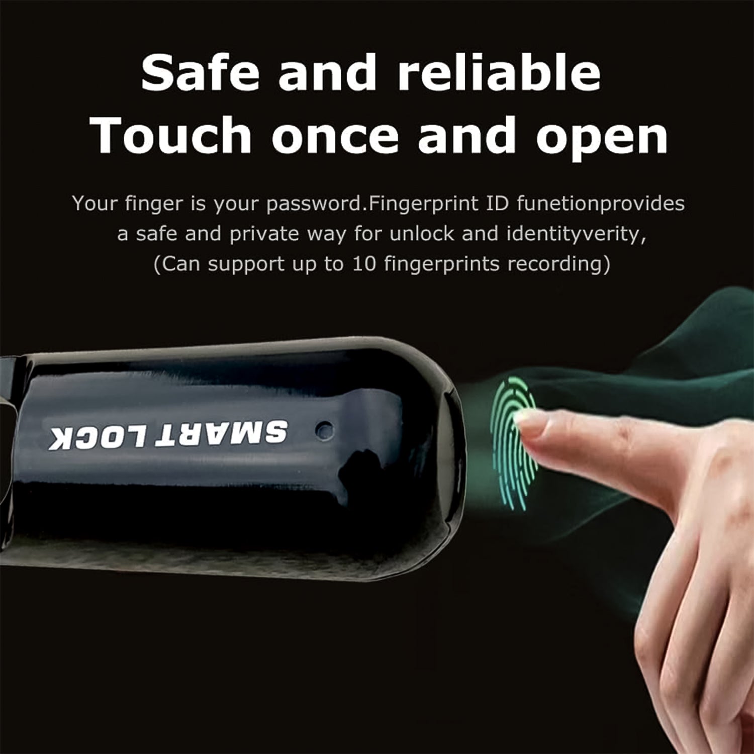 Wukusy small USB rechargeable smart fingerprint padlock for lockers, showcasing its compact design and fingerprint sensor.