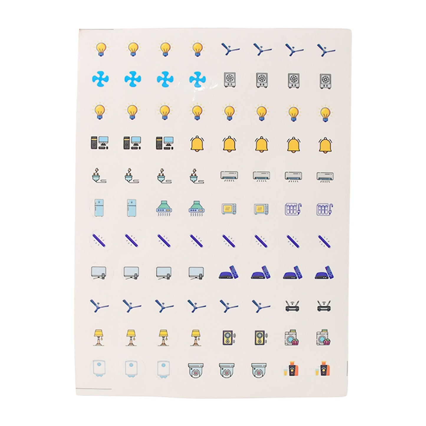 Wukusy smart switch icon sticker sheet with 88 home improvement icons on a single sheet for easy labeling and decor.