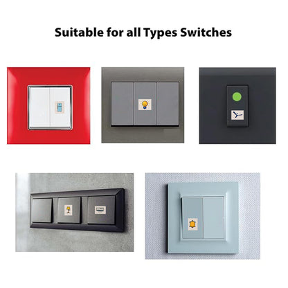 Wukusy smart switch icon sticker sheet with 88 home improvement icons on a white sheet for switch labeling.