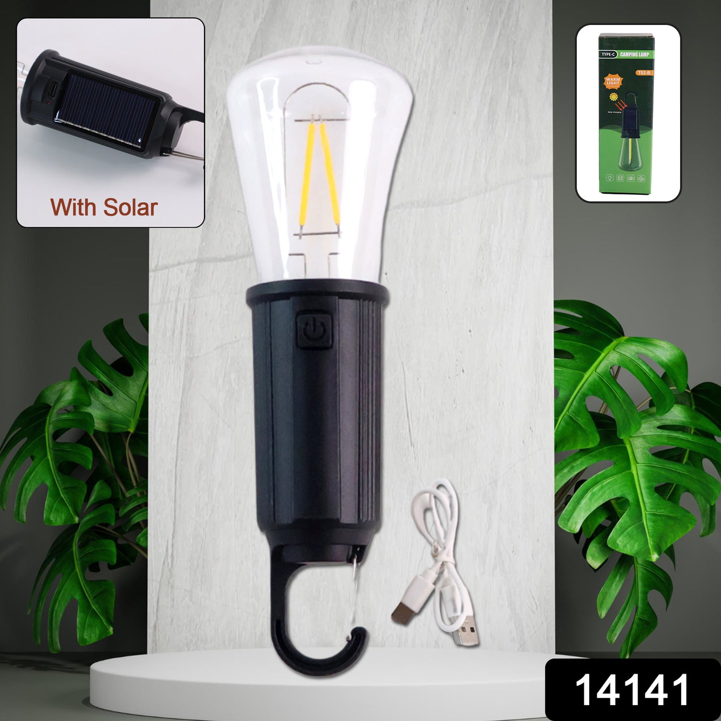 Wukusy solar USB rechargeable LED hanging camping bulb lantern light, ideal for outdoor lighting and home improvement use