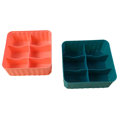 Set of 2 Wukusy square organizer boxes with 6 compartments each, ideal for home improvement and storage organization.