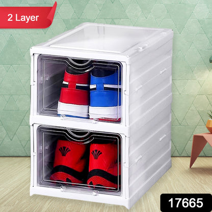 Wukusy stackable multifunctional storage cart with 2 layers, foldable drawers, ideal for kitchen, closet, or bathroom organization.