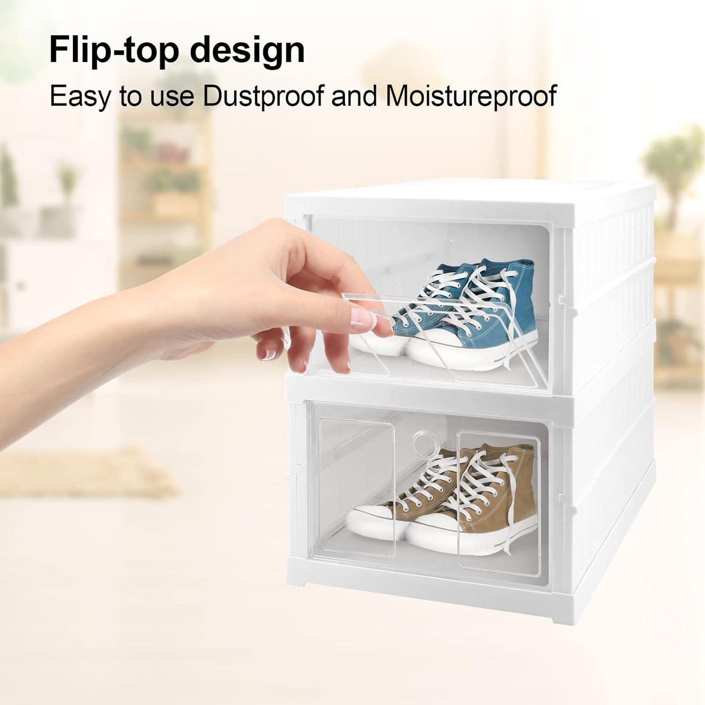 Wukusy 2-layer stackable foldable storage cart with baskets for clothes, kitchen, pantry, bathroom, and laundry organization.