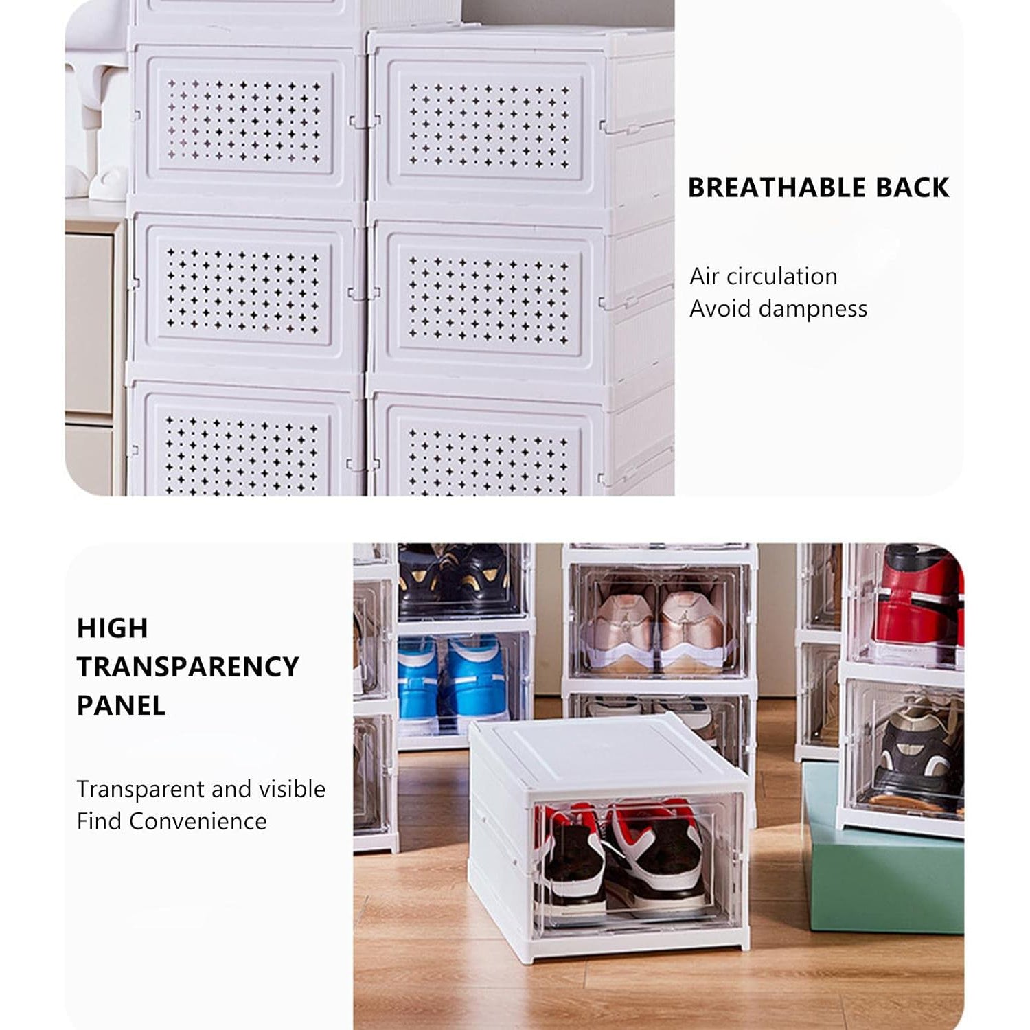 Wukusy 3-layer stackable storage cart with foldable baskets, ideal for kitchen, closet, bathroom, or laundry organization.