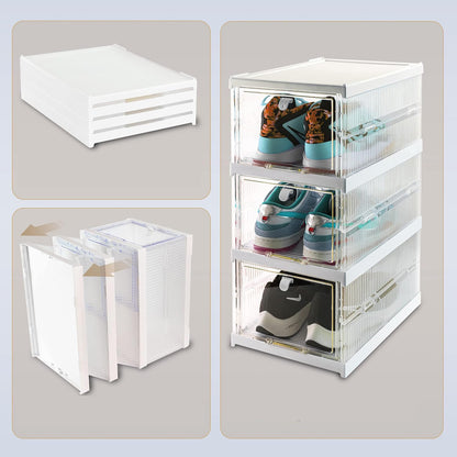 Wukusy 3-layer stackable storage cart with foldable baskets for clothes, kitchen, pantry, closet, bedroom, bathroom, or laundry organization.