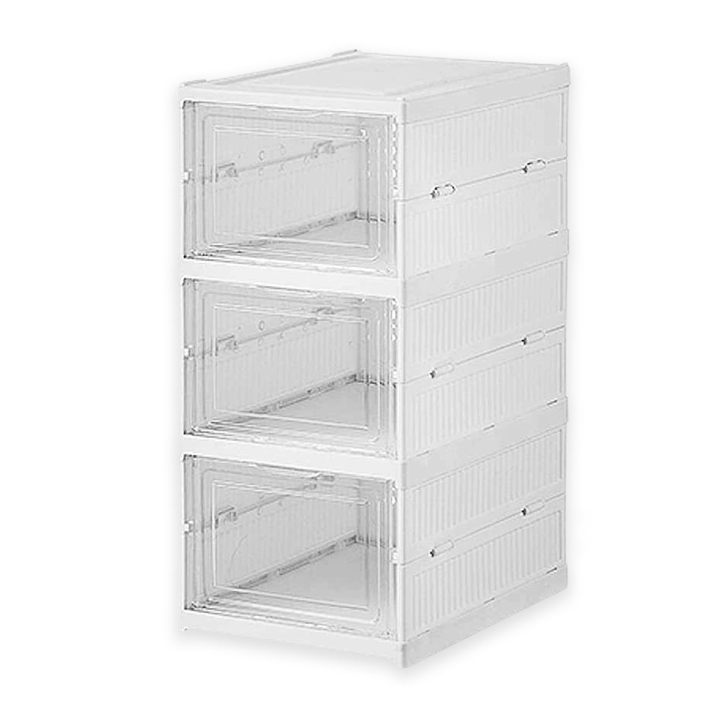 Wukusy 3-layer foldable storage cart with baskets, ideal for kitchen, pantry, closet, bedroom, bathroom, or laundry organization.