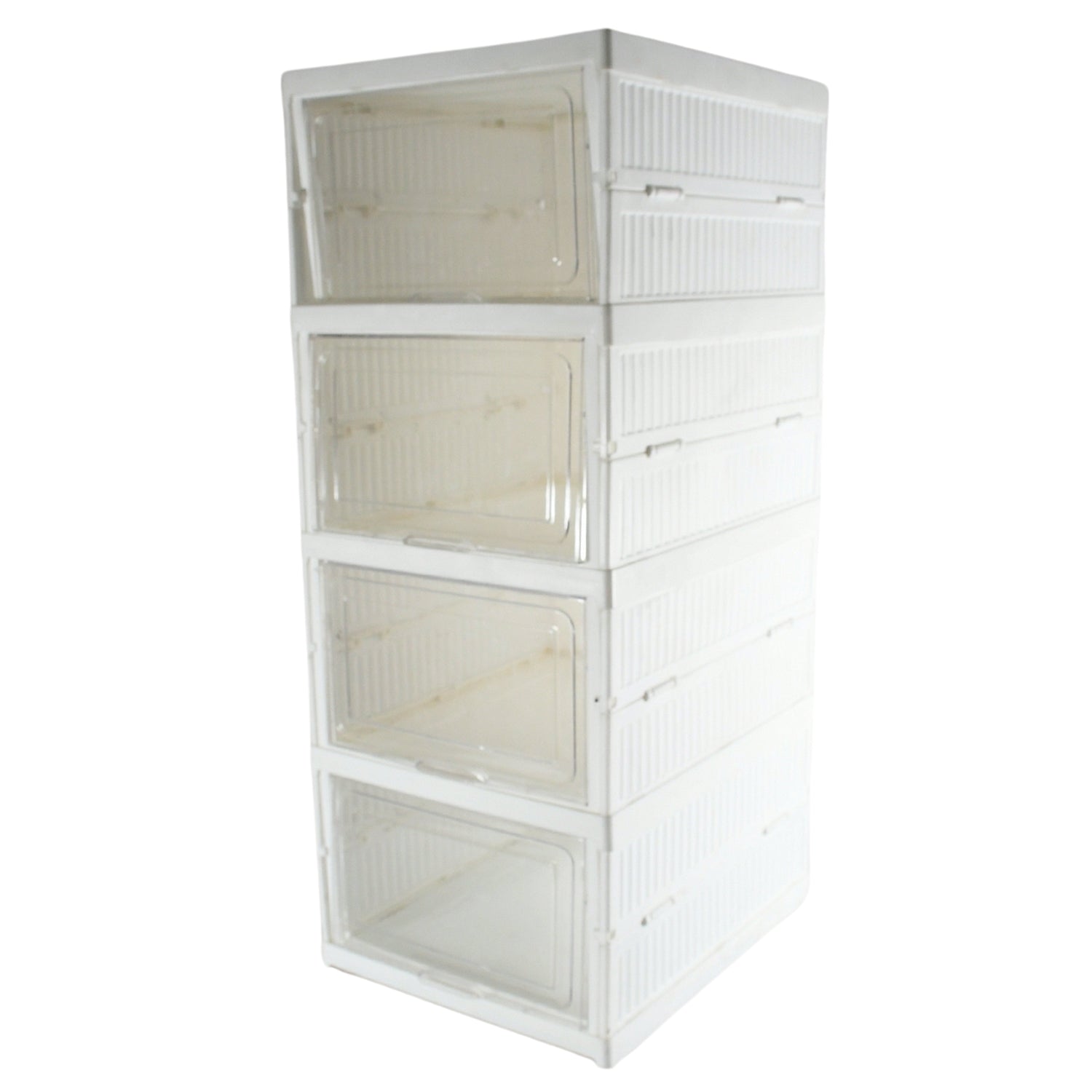 Wukusy 4-layer stackable multifunctional storage cart with foldable drawers for clothes, kitchen, pantry, closet, bathroom, and laundry organization.