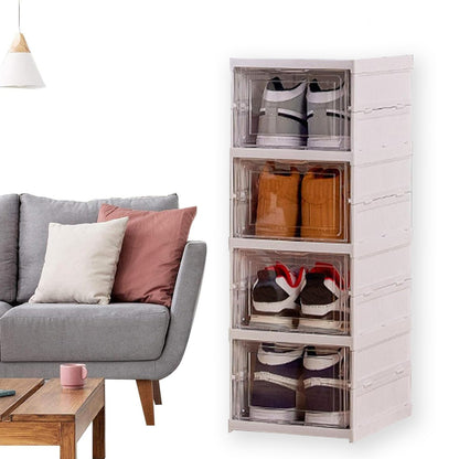 Wukusy stackable multifunctional storage cart with four layers, foldable drawers, for kitchen, pantry, closet, or laundry organization.