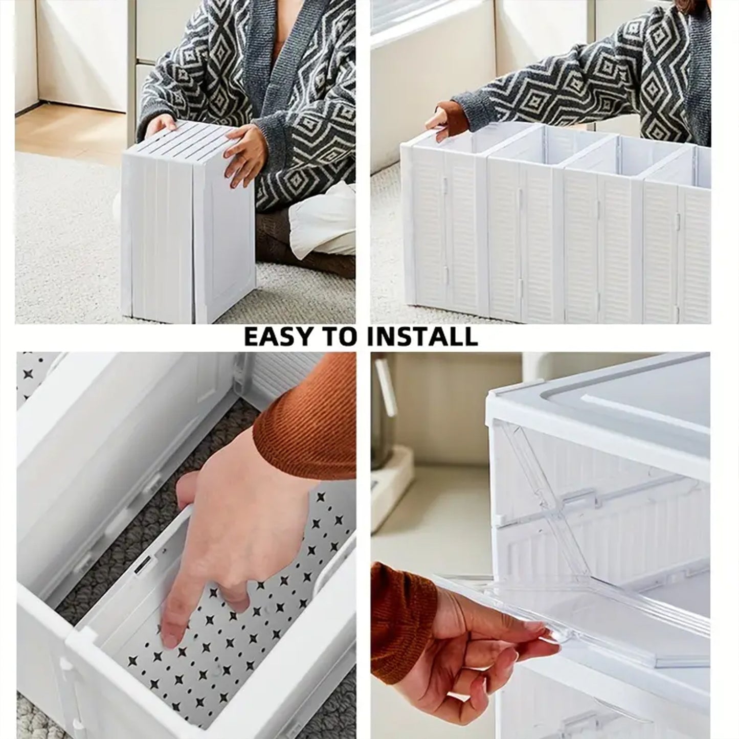 Wukusy 5-layer stackable storage cart with foldable drawers, ideal for clothes, kitchen, pantry, closet, bedroom, bathroom, and laundry.