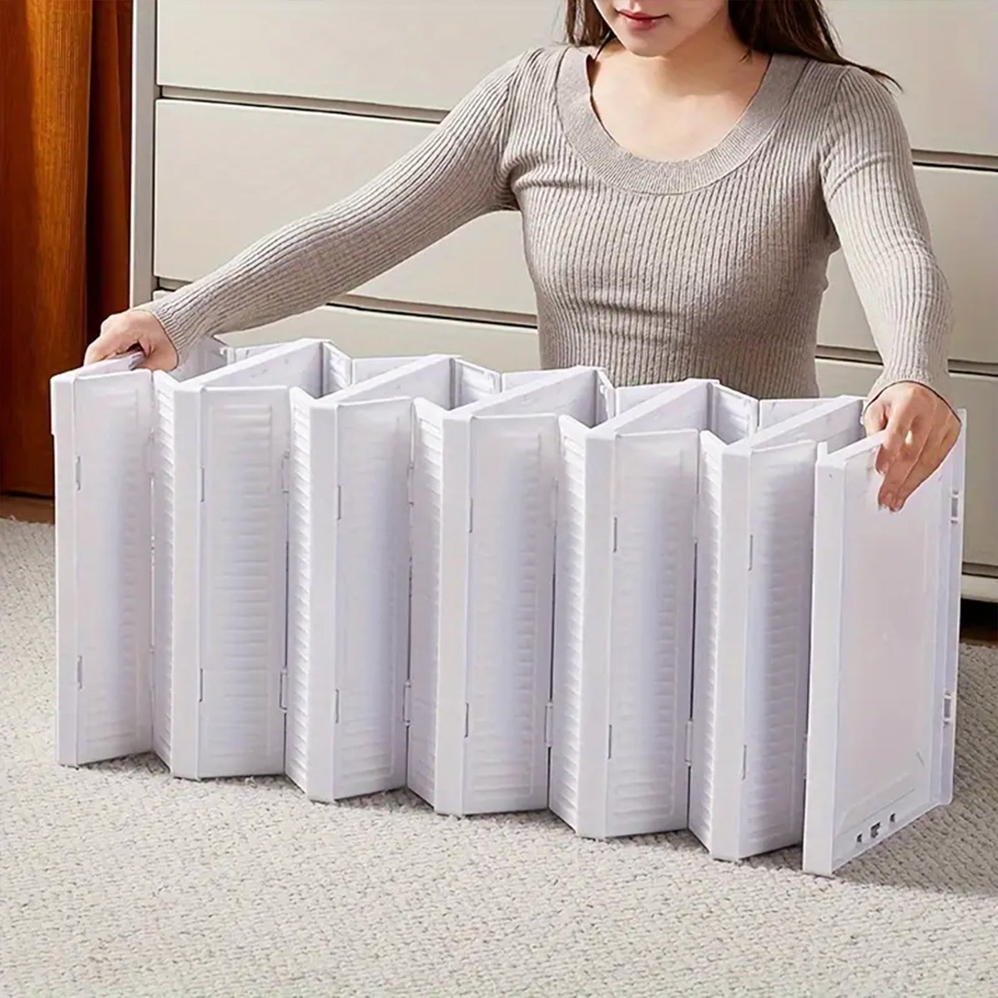 Wukusy 5-layer stackable storage cart with foldable drawers for clothes, kitchen, pantry, closet, or bathroom organization.