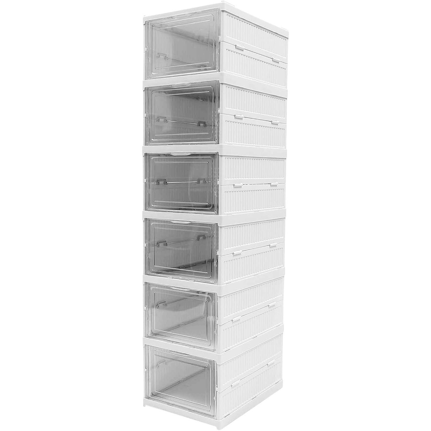 Wukusy 6-layer stackable multifunctional storage cart with foldable drawers, ideal for kitchen, closet, bathroom, or laundry organization.