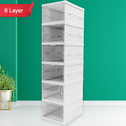 Wukusy 6-layer stackable multifunctional storage cart for clothes, kitchen, pantry, closet, bathroom, and laundry organization.