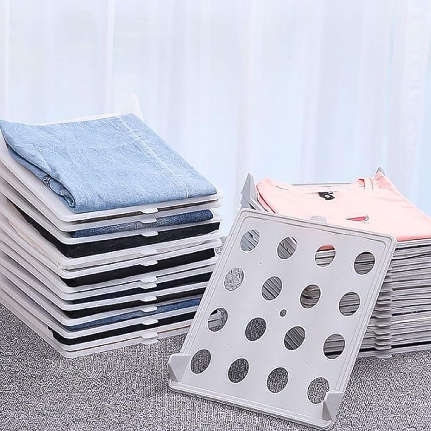 Wukusy stackable shirt clothes folding board, 3226 cm, for home improvement, neatly folded shirts on the board in use