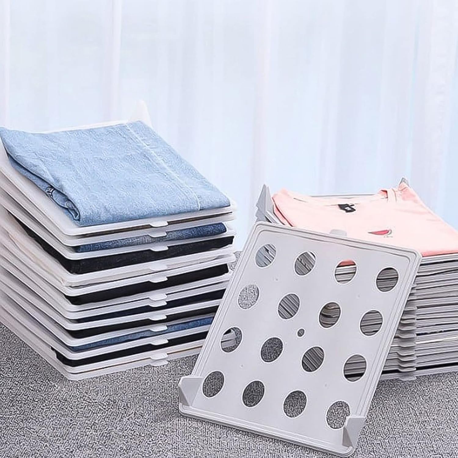 Wukusy stackable shirt clothes folding board, 3226 cm, for home improvement, neatly folded shirts on the board in use