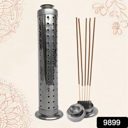 Stainless steel Agarbatti stand for puja, Wukusy brand, with multiple slots for incense sticks, ideal for home prayer rituals.