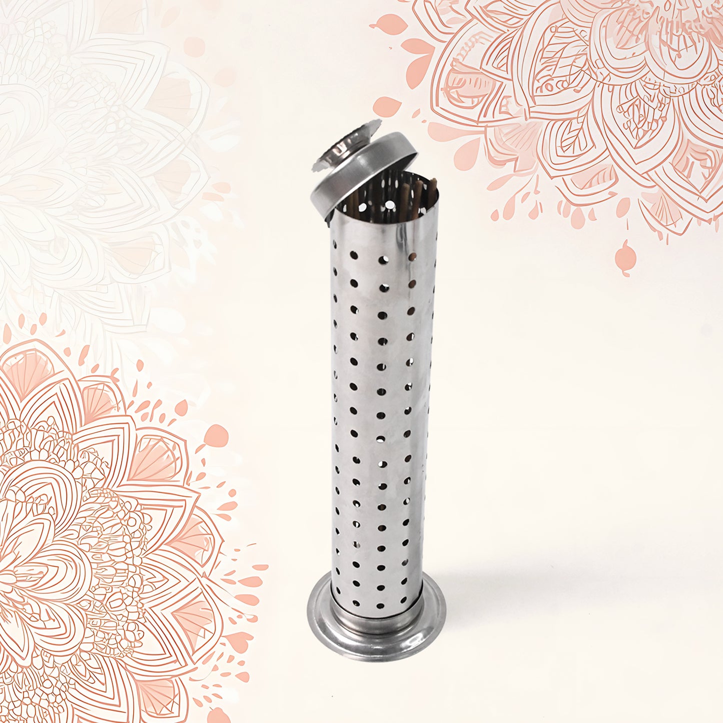 Stainless steel Agarbatti stand for puja by Wukusy, designed for holding incense sticks during religious ceremonies.
