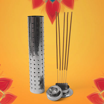 Stainless steel Agarbatti stand for puja by Wukusy, designed for incense sticks, ideal for home prayer rituals, 1 piece.