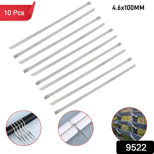 Set of 10 stainless steel cable ties from Wukusy, 4.6x100mm, ideal for home improvement and securing various items.
