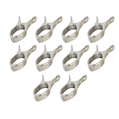 Set of 10 Wukusy stainless steel clothes pins for beach towels, durable home improvement clips for secure towel hanging.