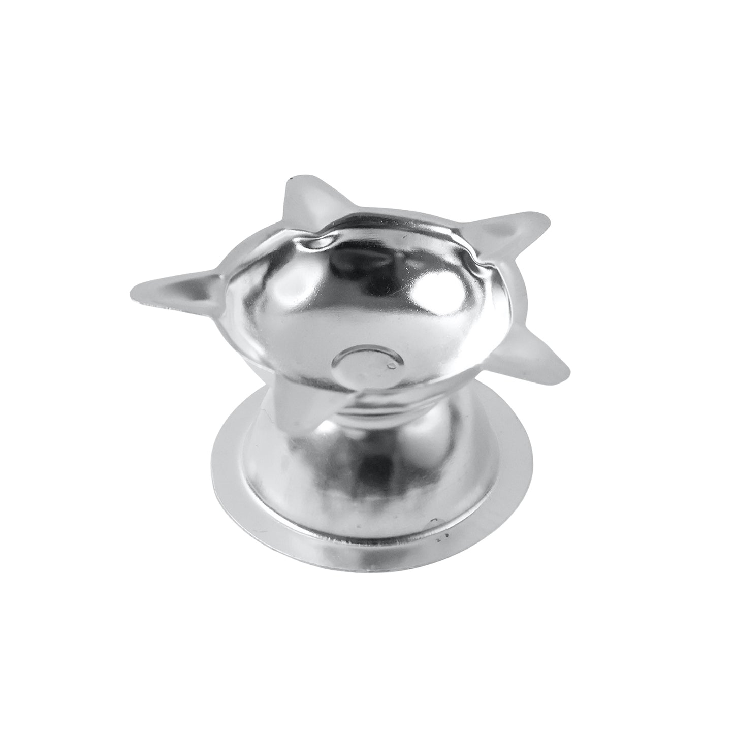 Stainless steel lotus design diya by Wukusy, decorative home improvement item with intricate lotus pattern, single piece.