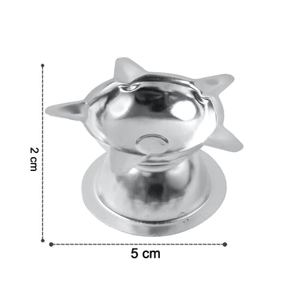 Stainless steel lotus design diya by Wukusy, home improvement, showing a decorative oil lamp with intricate lotus pattern.