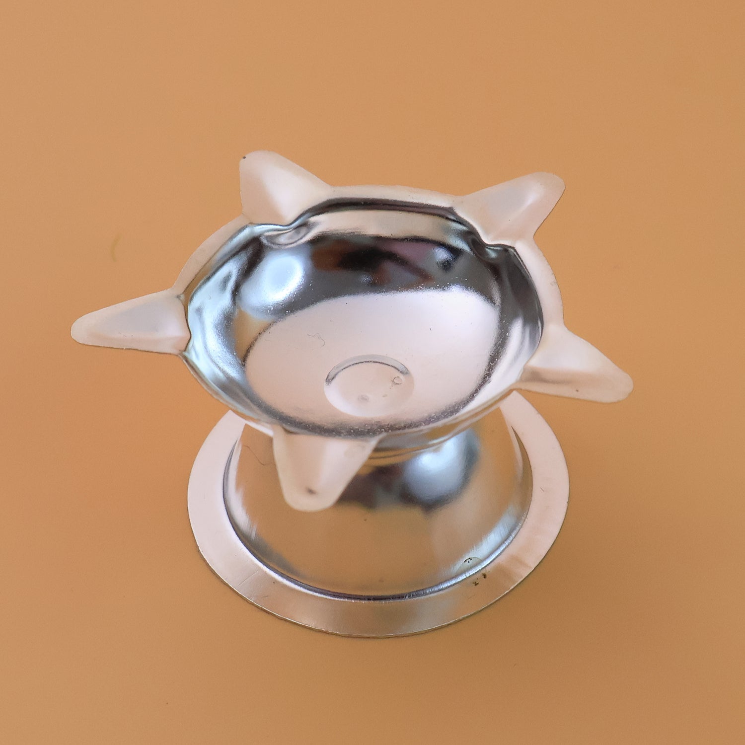 Stainless steel Lotus Design Diya by Wukusy, 1 piece, traditional home decor and lighting for spiritual or festive use.