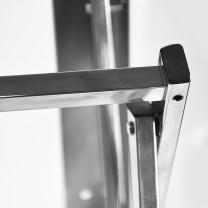 Wall-mounted Wukusy stainless steel folding clothes drying rack for home, with multiple foldable bars for drying laundry efficiently.