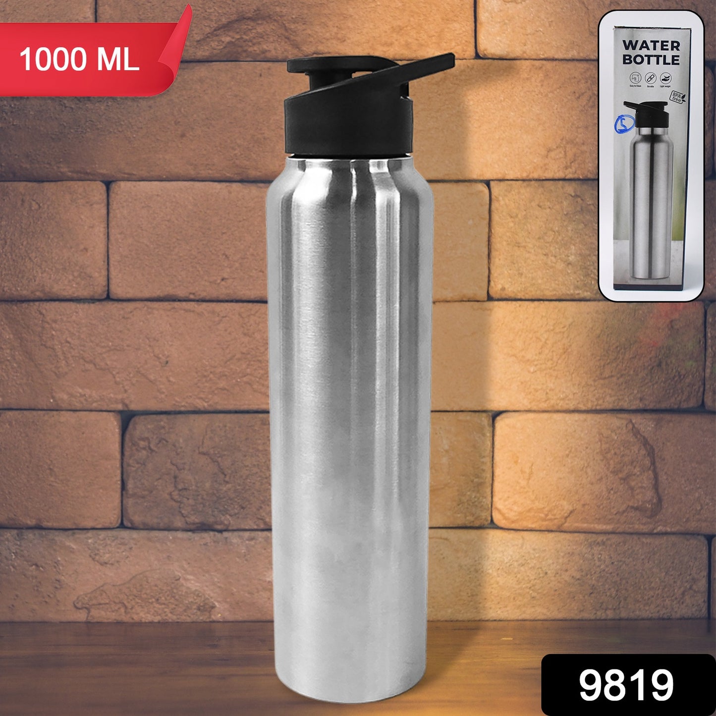 Stainless steel Wukusy 1000ml water bottle for home improvement, featuring a sleek, durable design with a screw-top lid.
