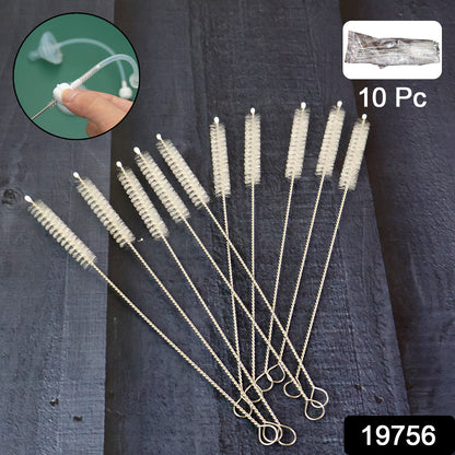 Wukusy 10-piece straw bottle cleaning brush set for thorough cleaning of bottles and narrow containers at home.