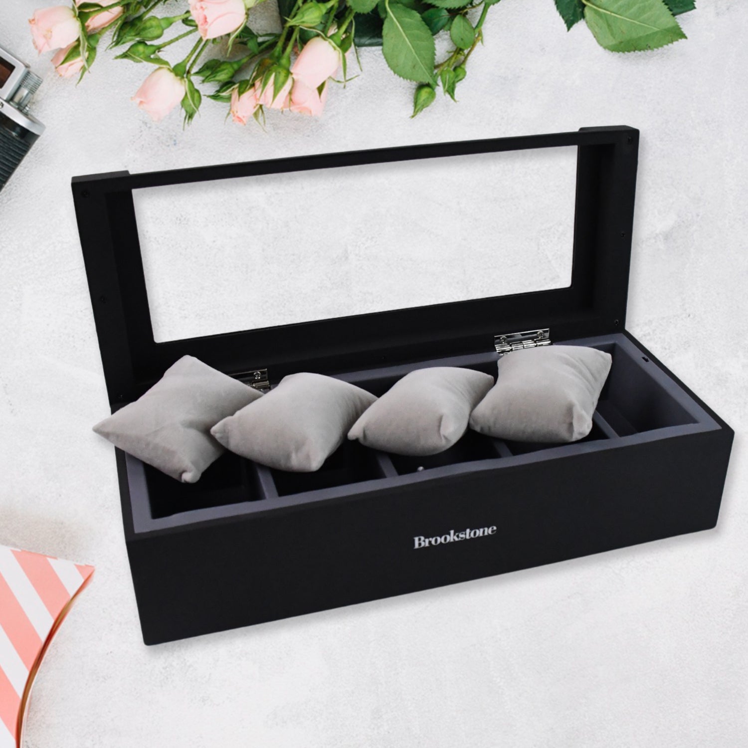 Wukusy multi-function jewellery storage box with compartments for earrings, rings, and small accessories, in a simple, stylish design.
