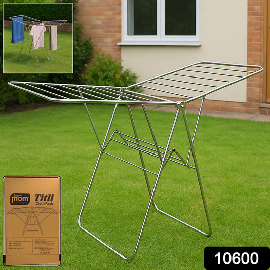 Wukusy Supermom stainless steel foldable cloth drying stand for home laundry, heavy-duty, adjustable, and space-saving design