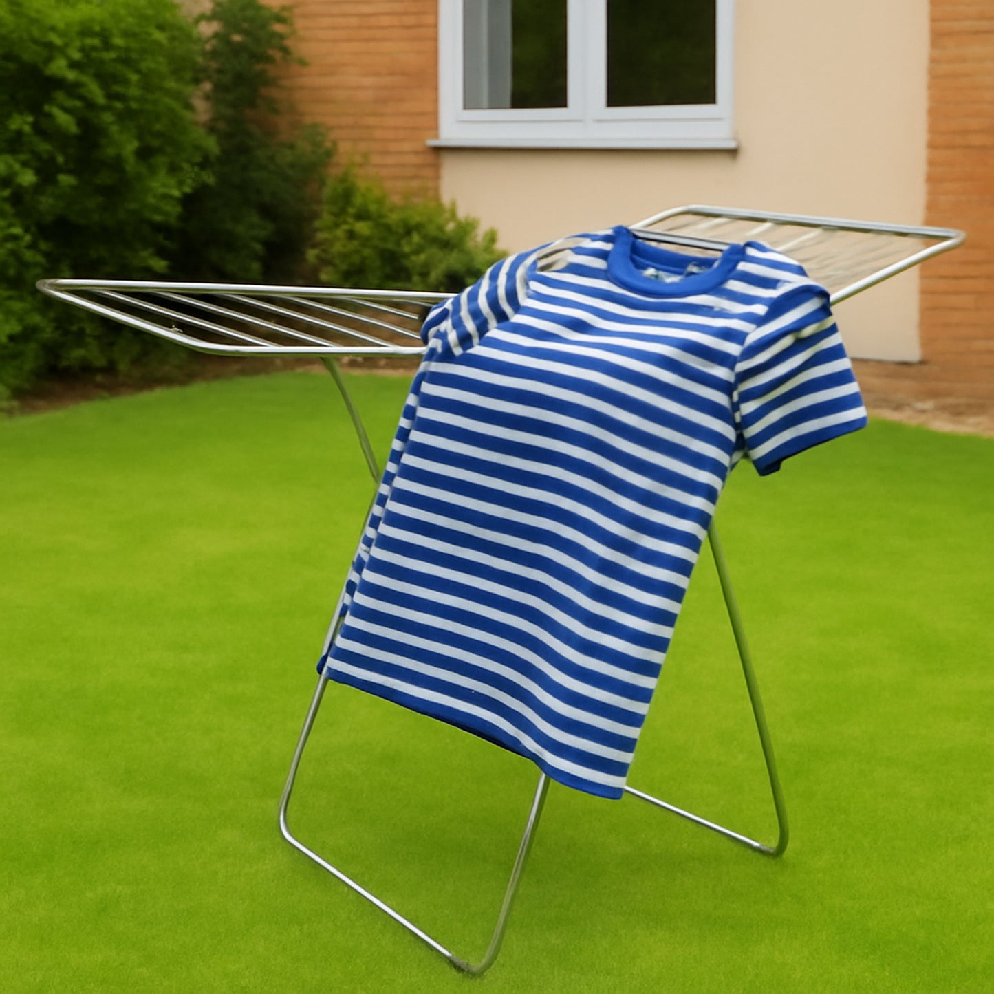 Supermom premium stainless steel foldable cloth drying stand by Wukusy, heavy-duty and ideal for home laundry drying.