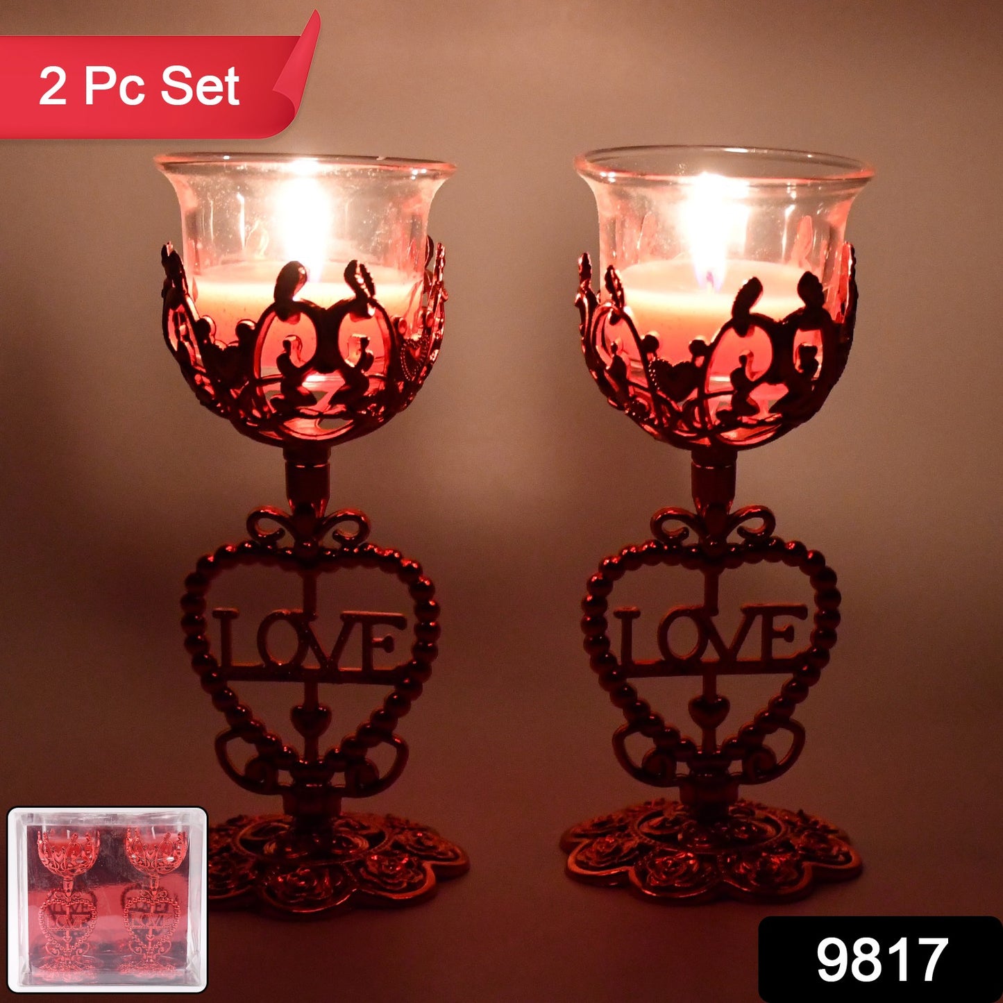 Wukusy 2-piece tea lights holder and candle stand set for home decor and ambiance lighting.