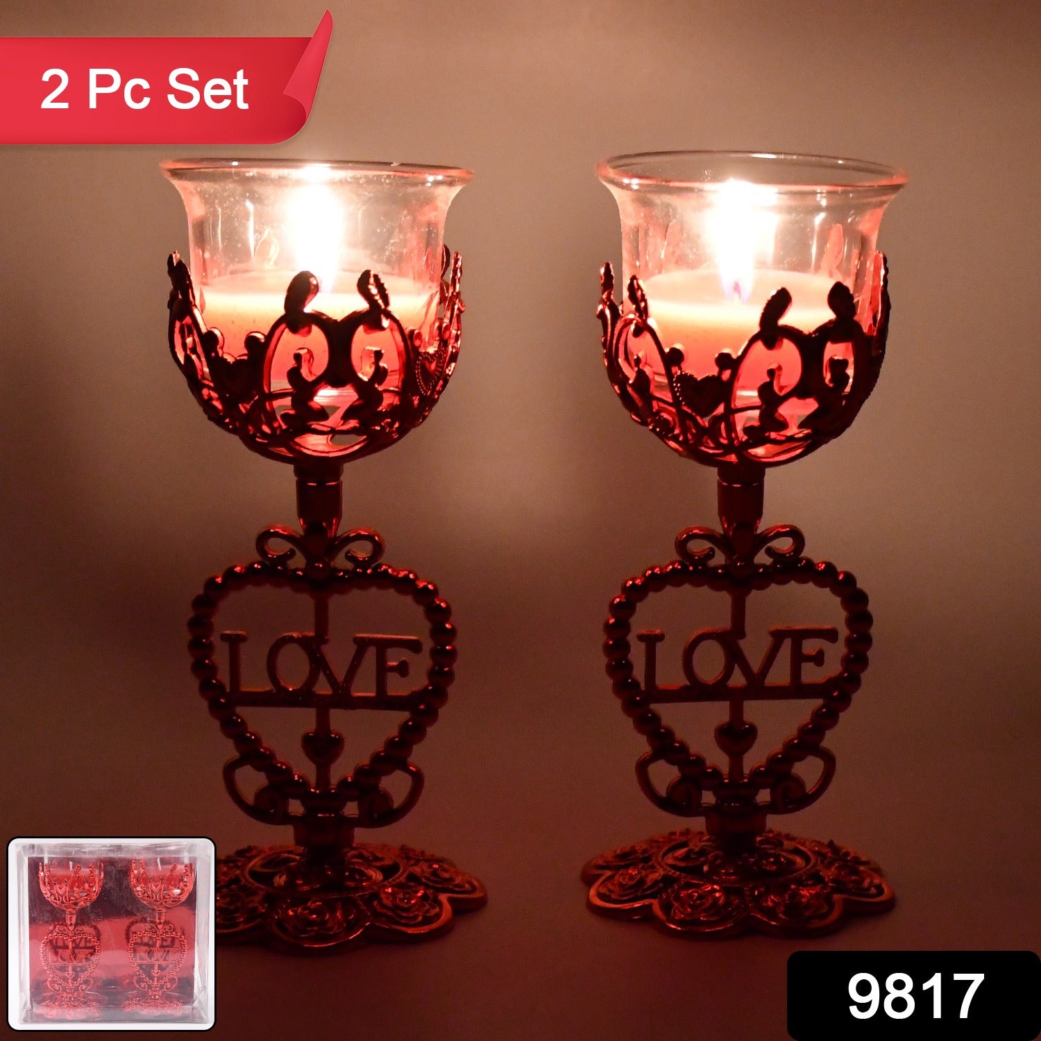 Wukusy 2-piece tea lights holder and candle stand set for home decor and ambiance lighting.