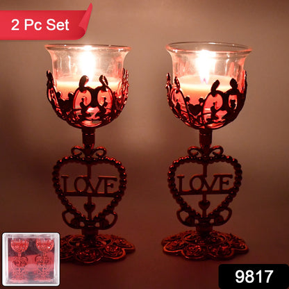 Wukusy 2-piece tea lights holder and candle stand set for home decor and ambiance lighting.
