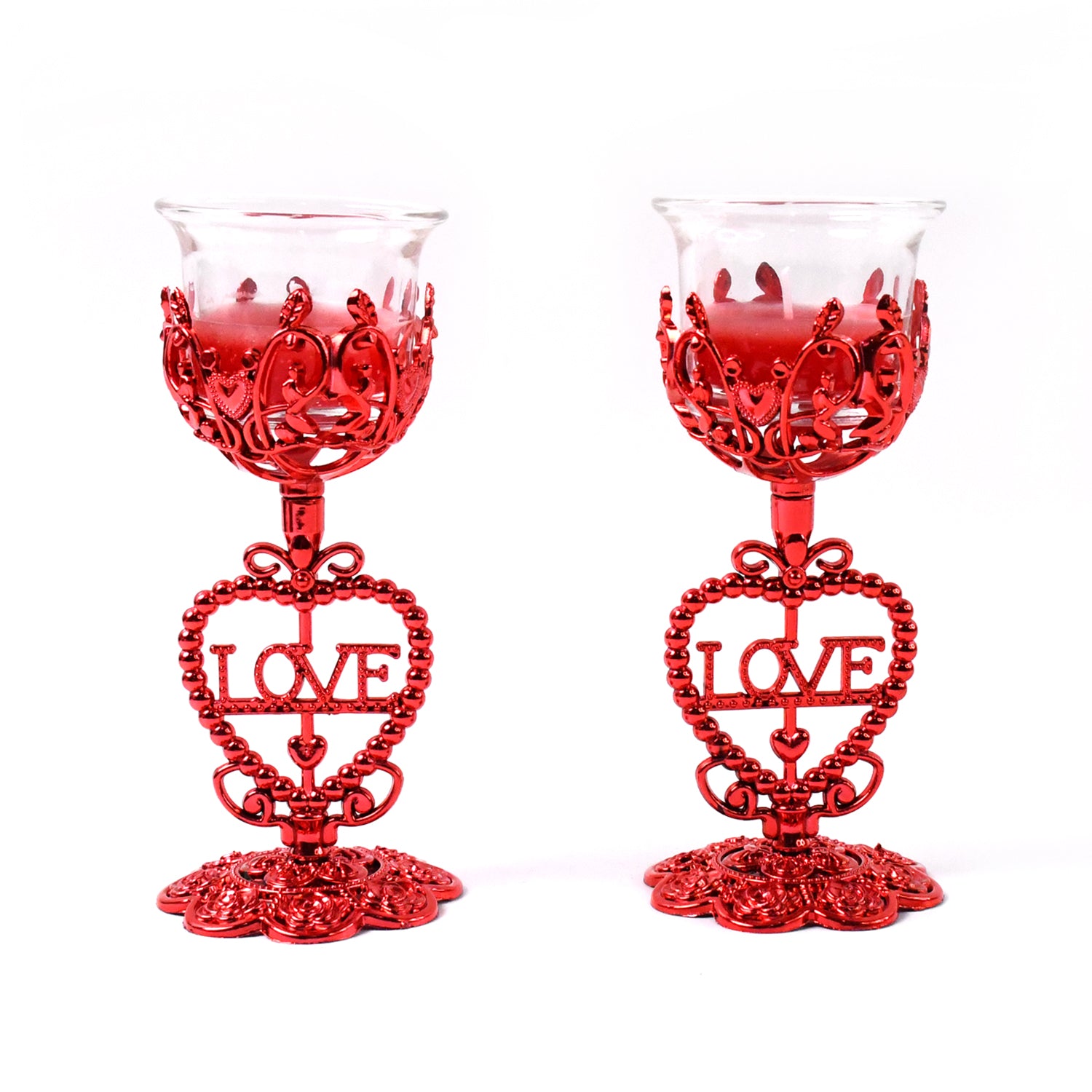 Wukusy tea lights holder candle stand set with two decorative metal candle holders for home decor and ambiance.