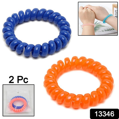 Wukusy telephone wire hair bands pack of 2 in multicolour, stretchy and durable hair accessories for everyday use.