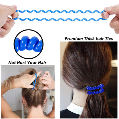 Wukusy telephone wire hair bands pack of 2 in multicolour, flexible hair accessories for styling or securing hair.