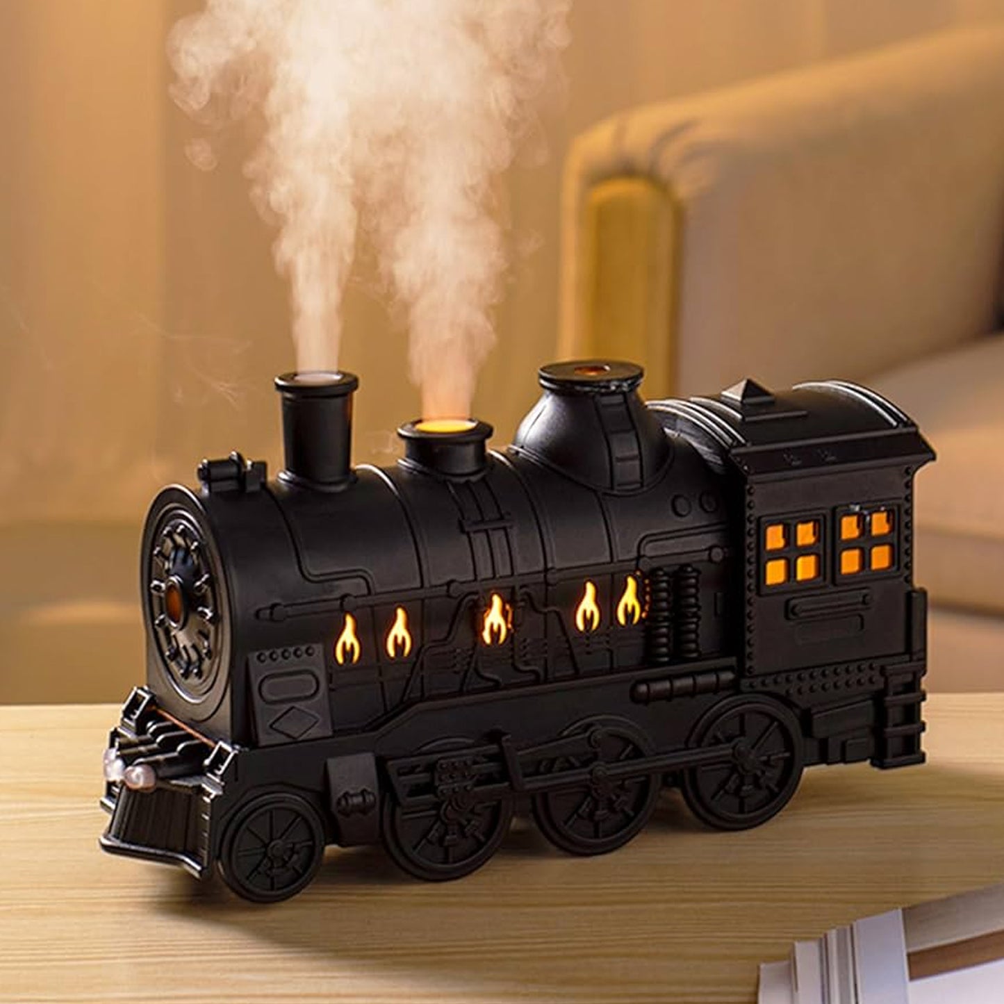 Wukusy train shape portable mini humidifier in mixed colors, compact home improvement device with a playful train design.