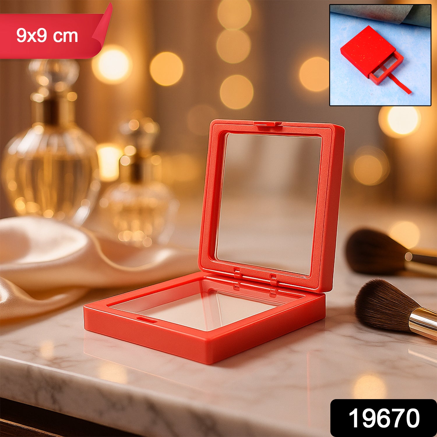 Wukusy transparent jewelry display box, 9x9 cm, ideal for showcasing rings and earrings in home jewelry organization.