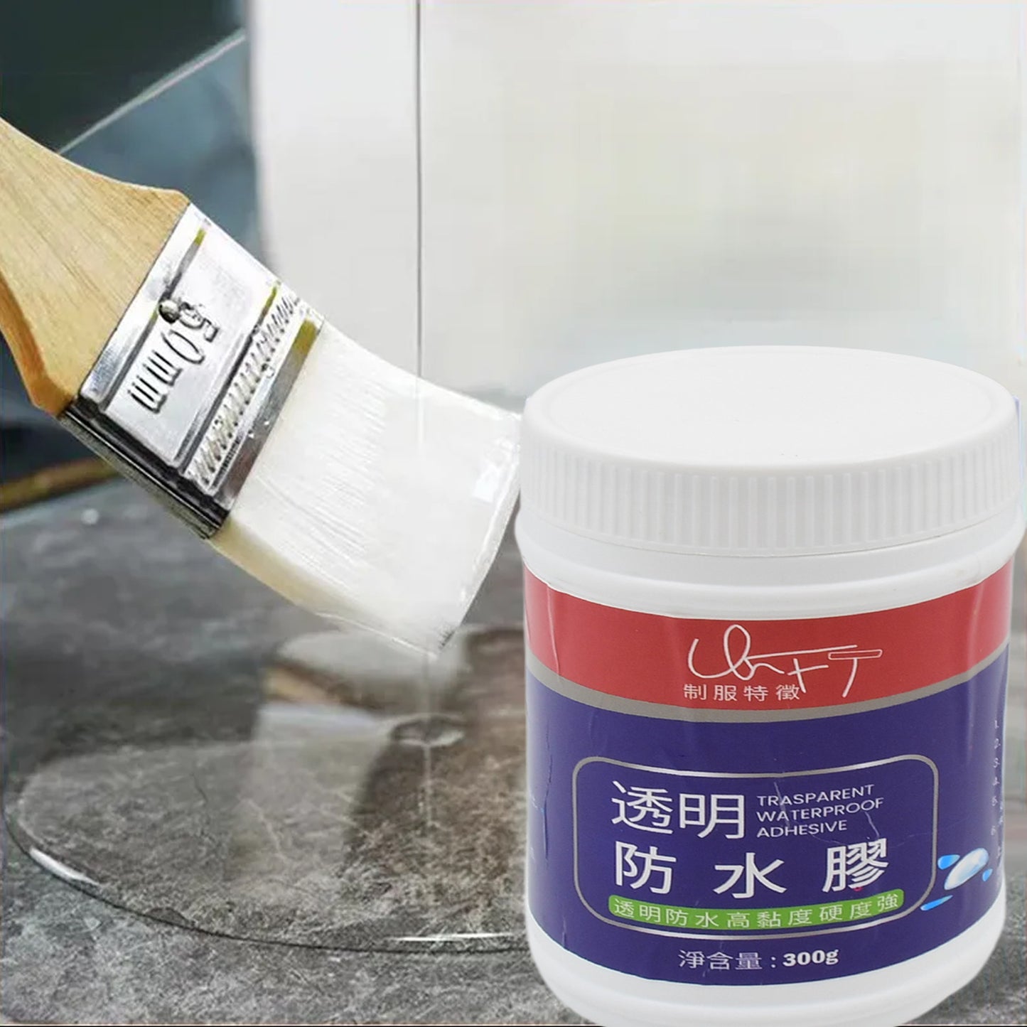 Wukusy transparent waterproof glue 300g bottle for home improvement, adhesive without brush for sealing and bonding tasks