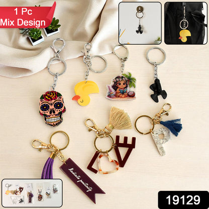 Wukusy trendy designer assorted keychain with mixed designs, ideal for home improvement and decorative use.
