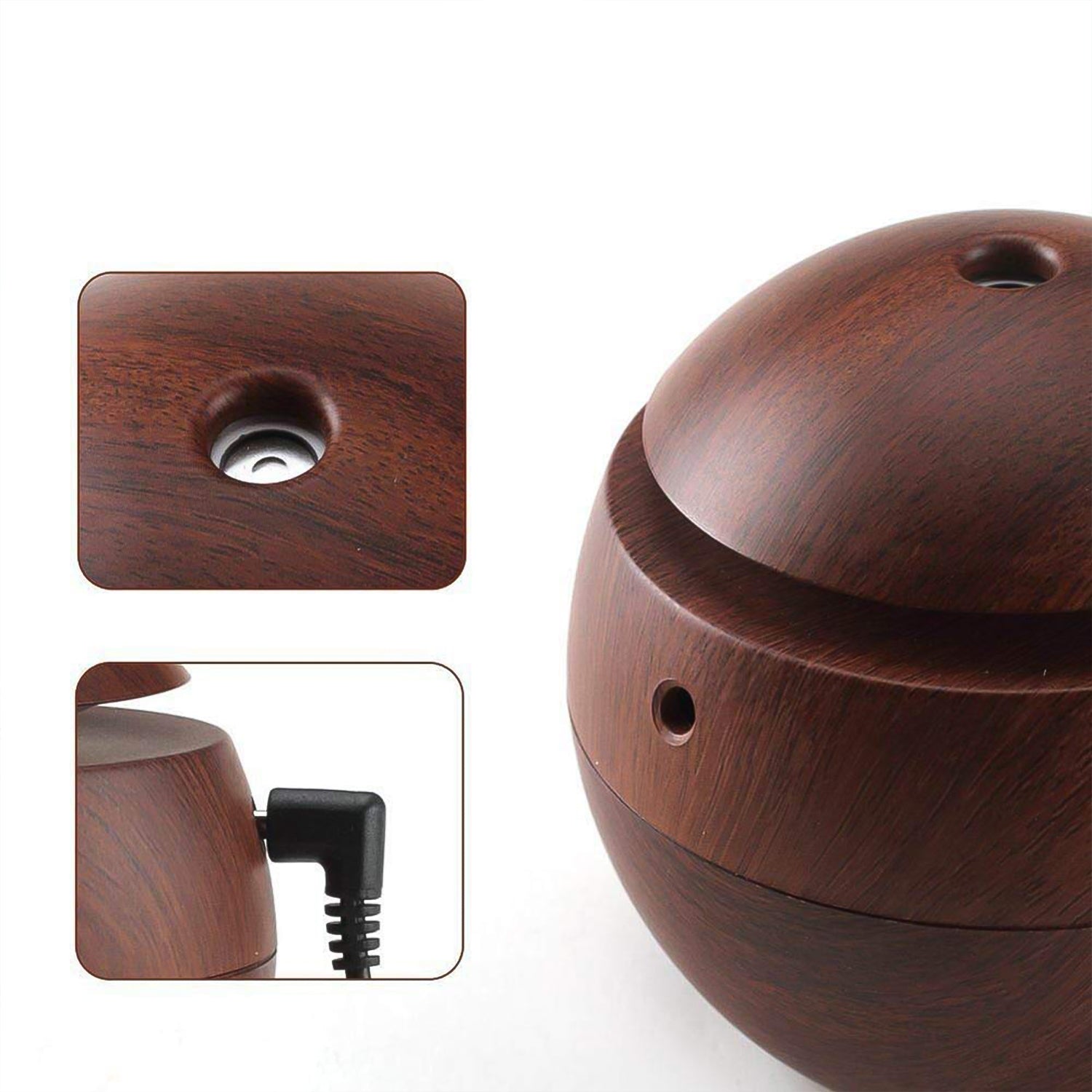 Wukusy ultrasonic aromatherapy humidifier on a desktop, 130ml capacity, compact home improvement device with misting feature.