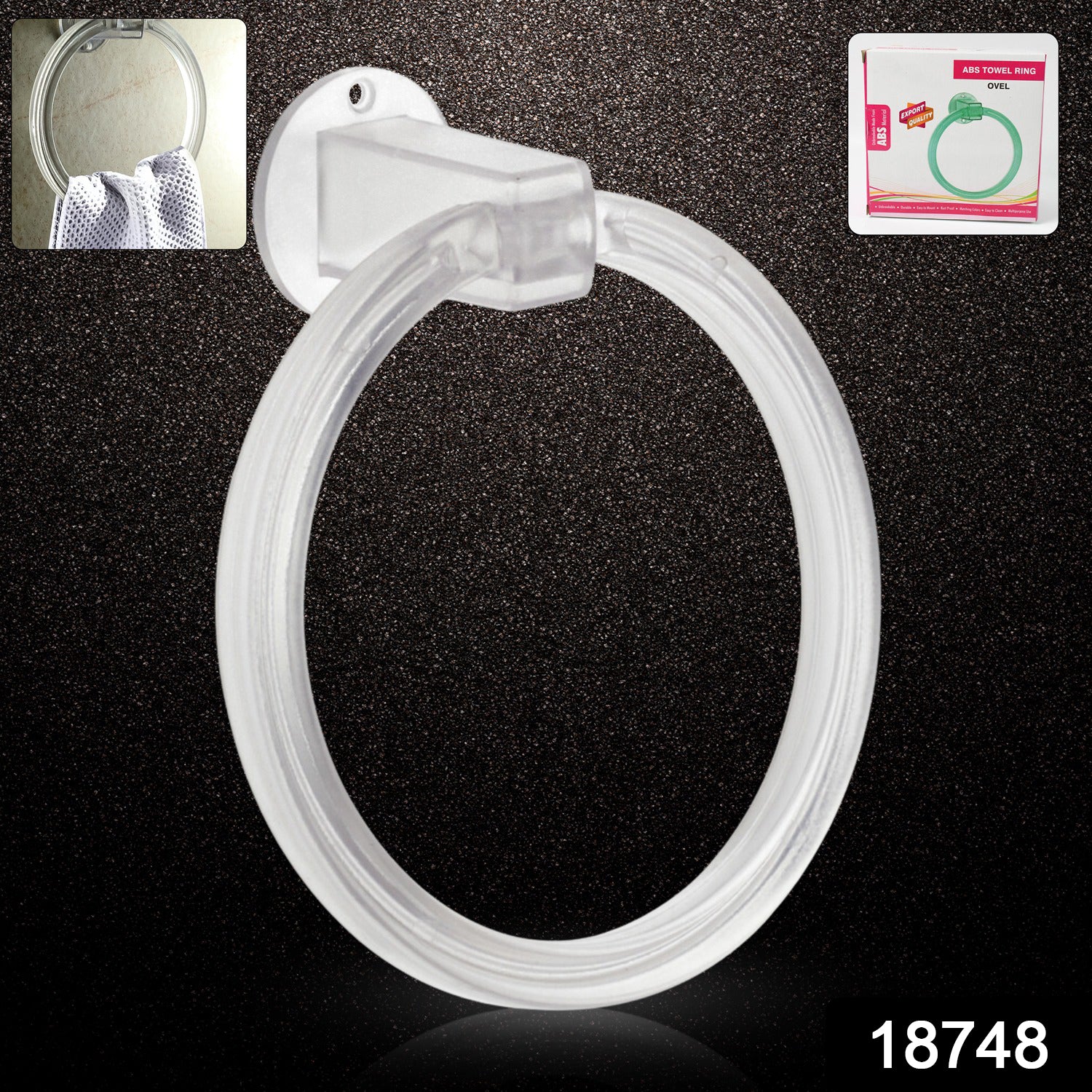 Wukusy unbreakable ABS round towel ring wall-mounted holder for bathroom or kitchen, durable and sleek home improvement accessory.
