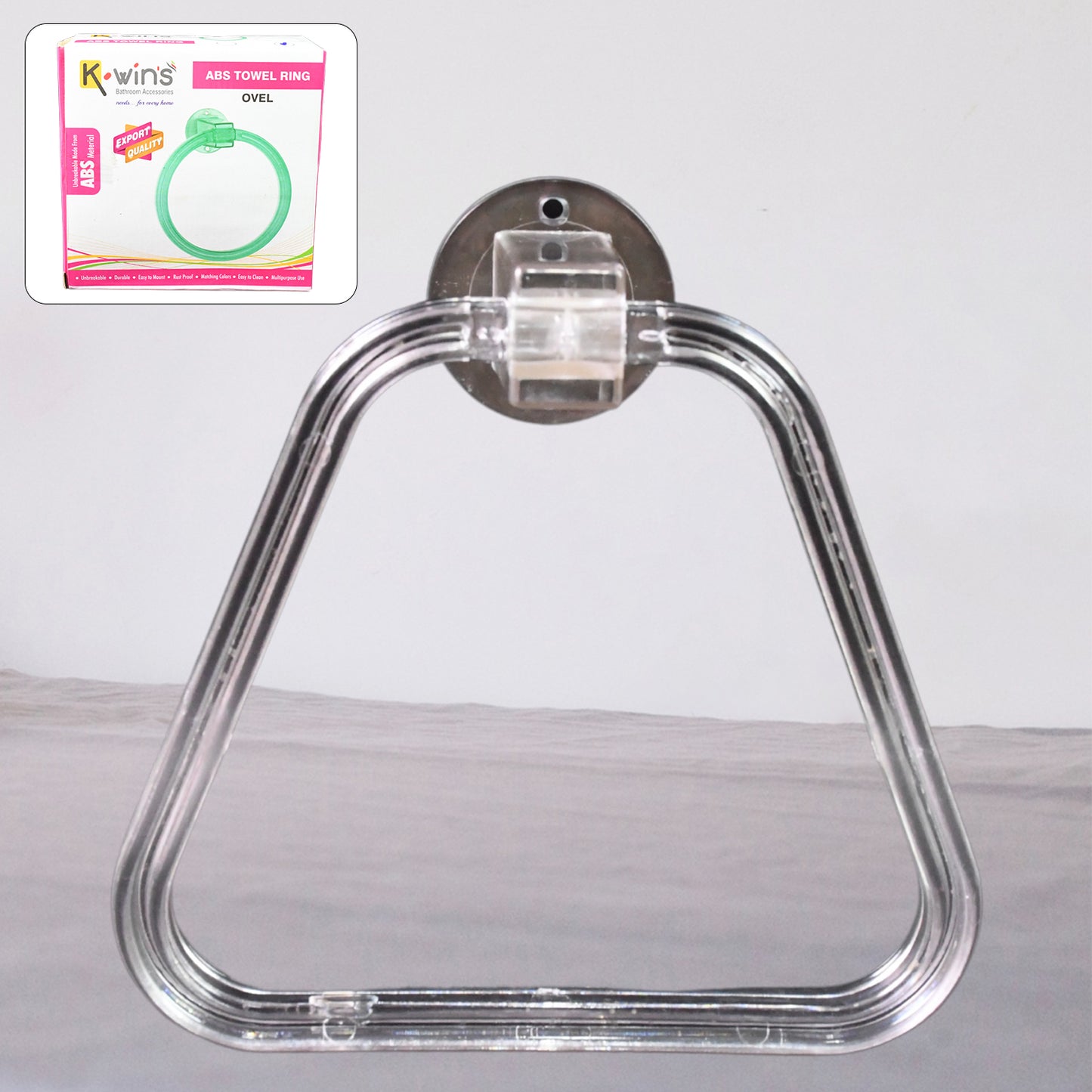 Wukusy unbreakable ABS square towel ring wall-mounted stand holder for bathroom or kitchen use, sturdy and durable.