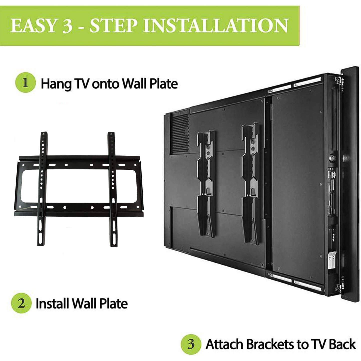 Heavy-duty adjustable metal TV wall mount bracket by Wukusy for LED and LCD TVs, suitable for home improvement.