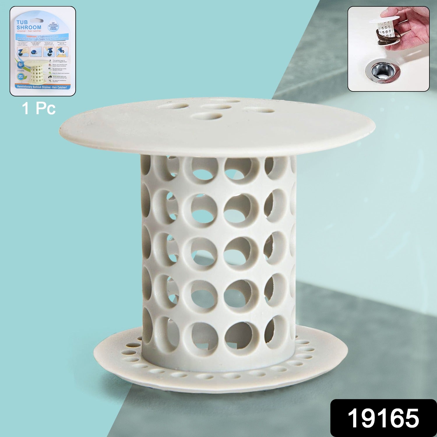 Wukusy universal tub drain hair catcher strainer in silver, designed to trap hair and debris in home bathroom drains.