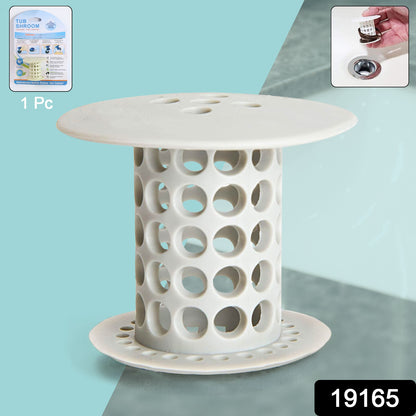 Wukusy universal tub drain hair catcher strainer in silver, designed to trap hair and debris in home bathroom drains.