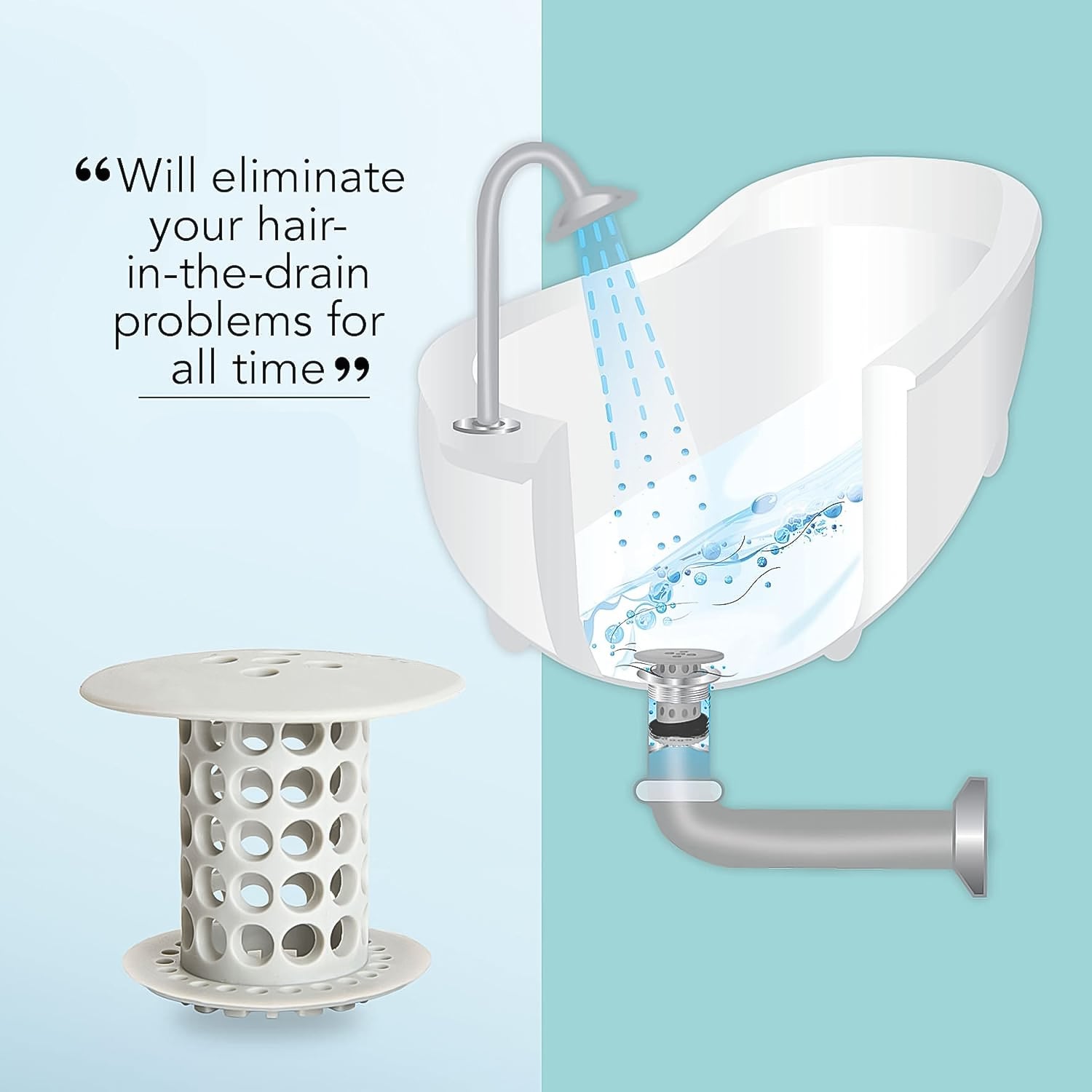 Wukusy universal tub drain hair catcher strainer, 1-piece, for preventing hair clogs in bathroom tubs.